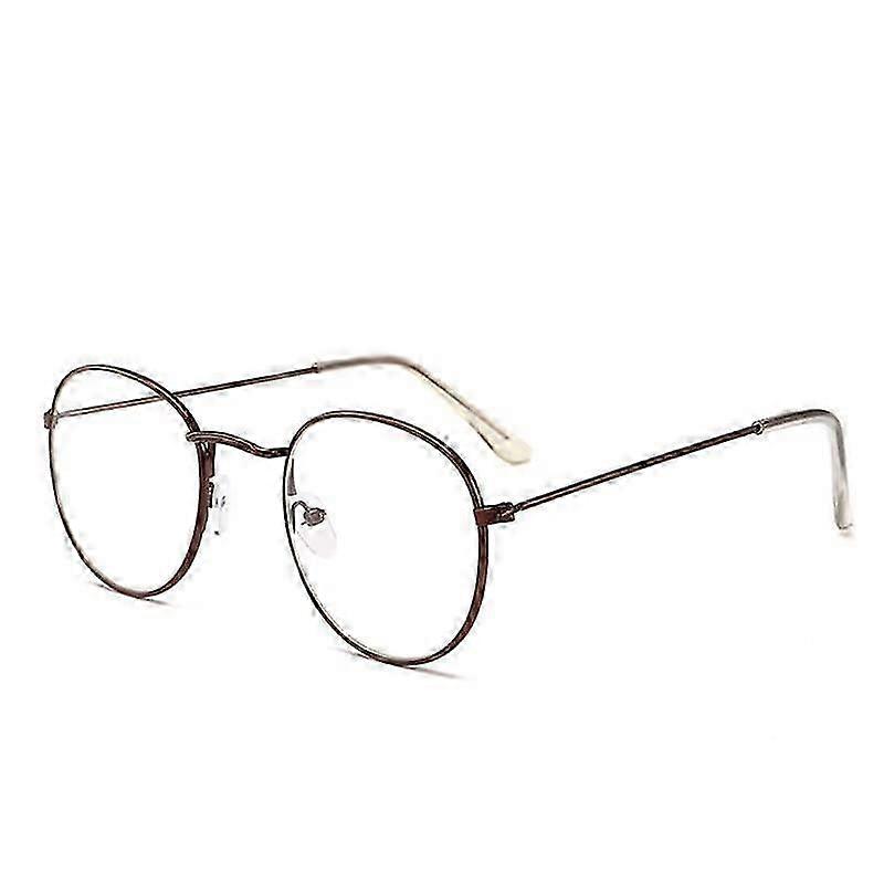 Unbreakable Large Reading Glasses for Computer Use, Bronze +250 Presbyopic Flat Light Mirror Round Style