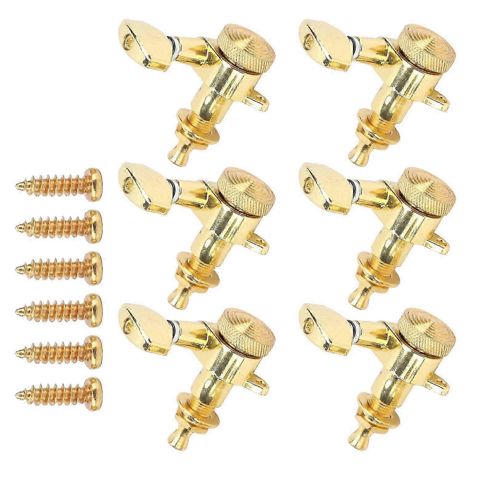 6Pcs Locking Guitar String Tuning Peg Metal Sealed Tuner Head Key Set Kit for Electric NHXF(6 Left Peg Set )