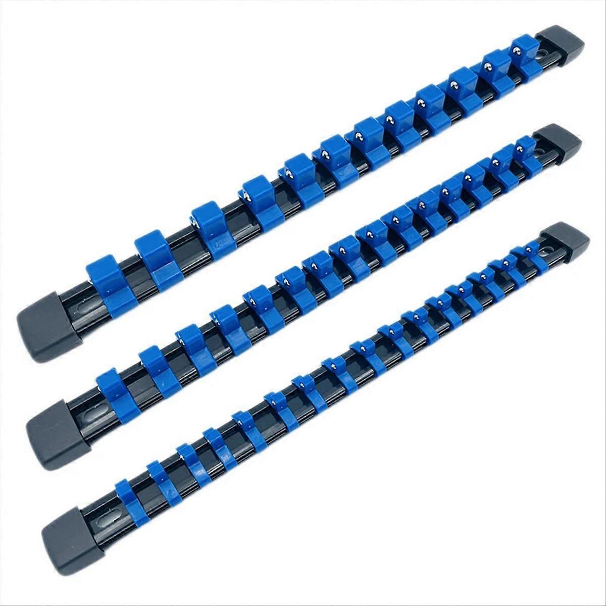 3 PCS Socket Organizer 1/2 3/8 1/4 Inch Drive Socket Rail Blue
