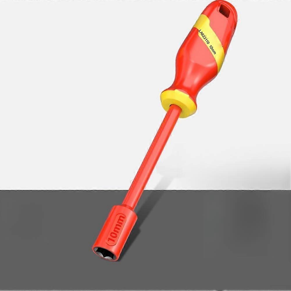 Insulated Socket Wrench VDE Certified 1000V  Voltage Safety Tool Alloy Steel With TPE Insulation Red 414mm(10mm)