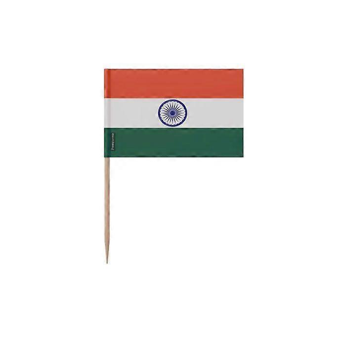 Official India Flag Toothpicks - 8 cm - 100 pieces - Adhesive plastic - Bamboo stick - Pixelforma