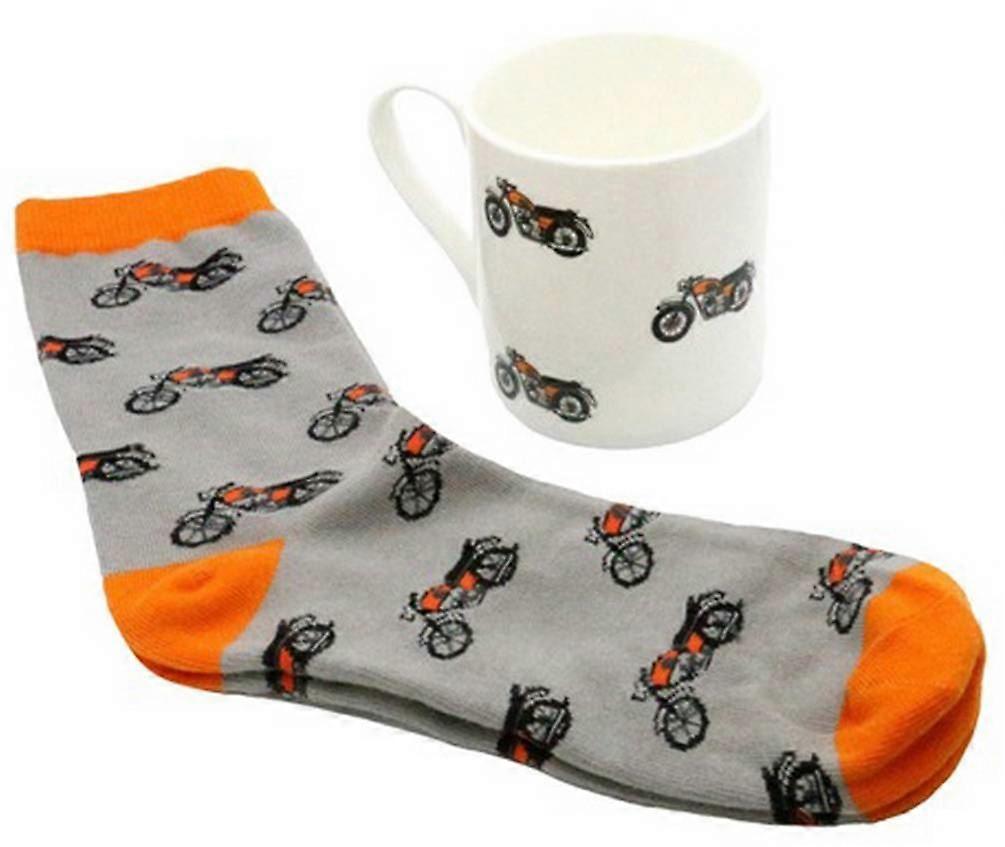 David Aster Motorbike Mug and Sock Set - White