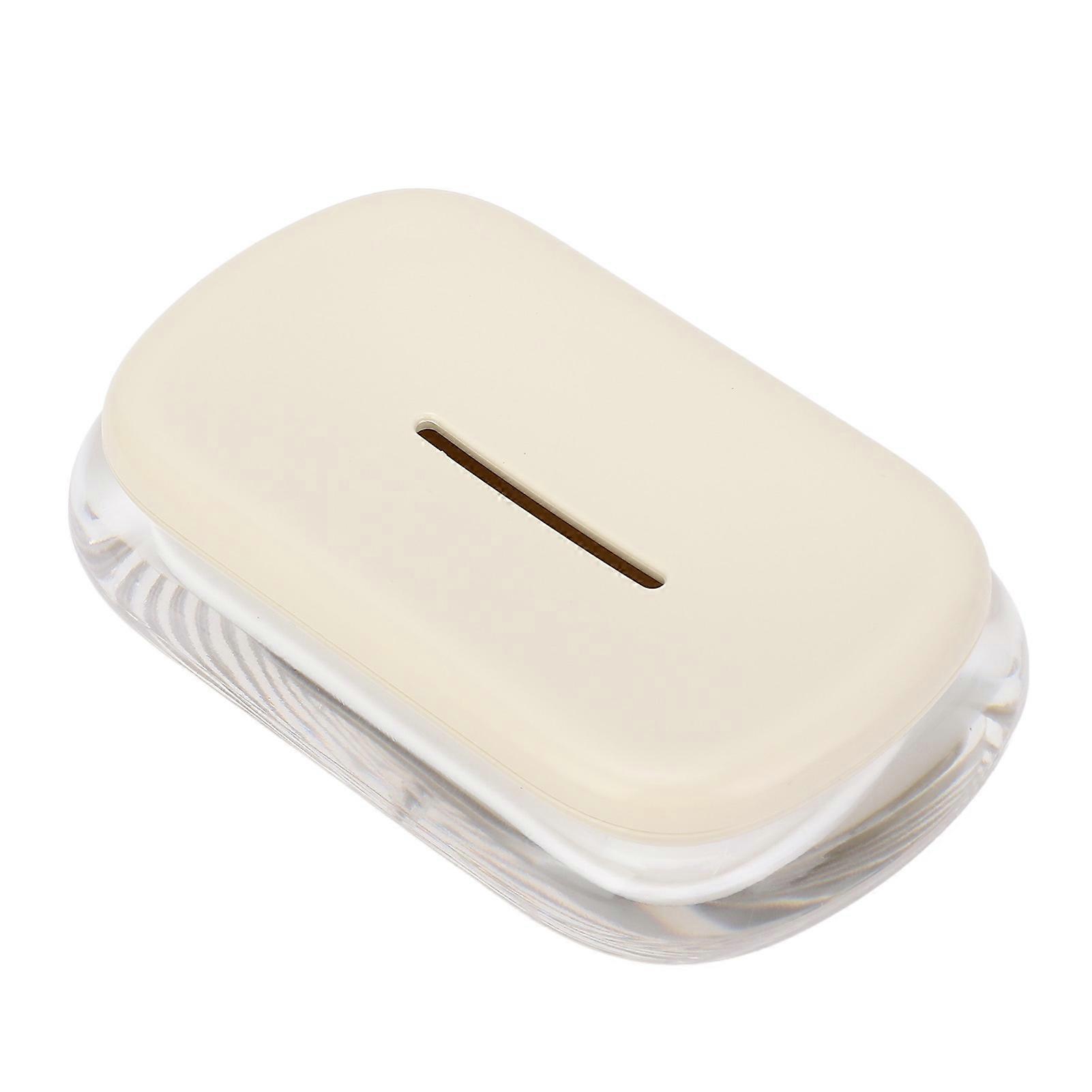 Acrylic Soap Dish Double Layer Drainage Storage Holder Soap Container for Bathroom Countertop Cream White 