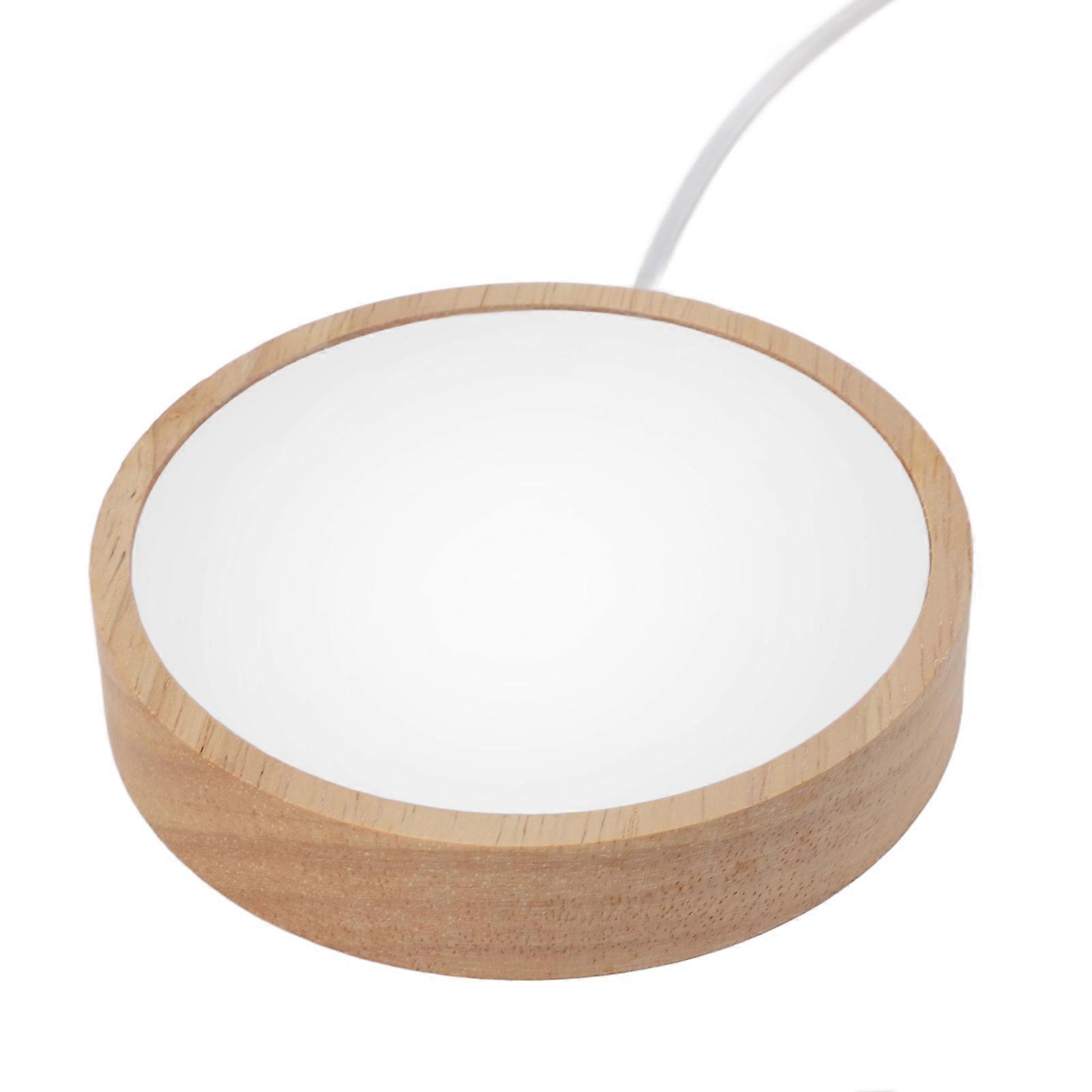 Round Wood Lighted Base Stand USB Powered 3 Color Temperature 10 Level Brightness Button Control LED Display Plate for Glass Crystal Art 