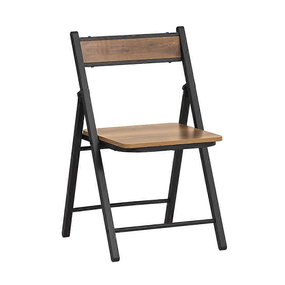 Tabouret de bar compact Chaise pliante bistro Siège de bar industriel vintage avec plateau en panneaux de particules et cadre en acier revêtu de no...