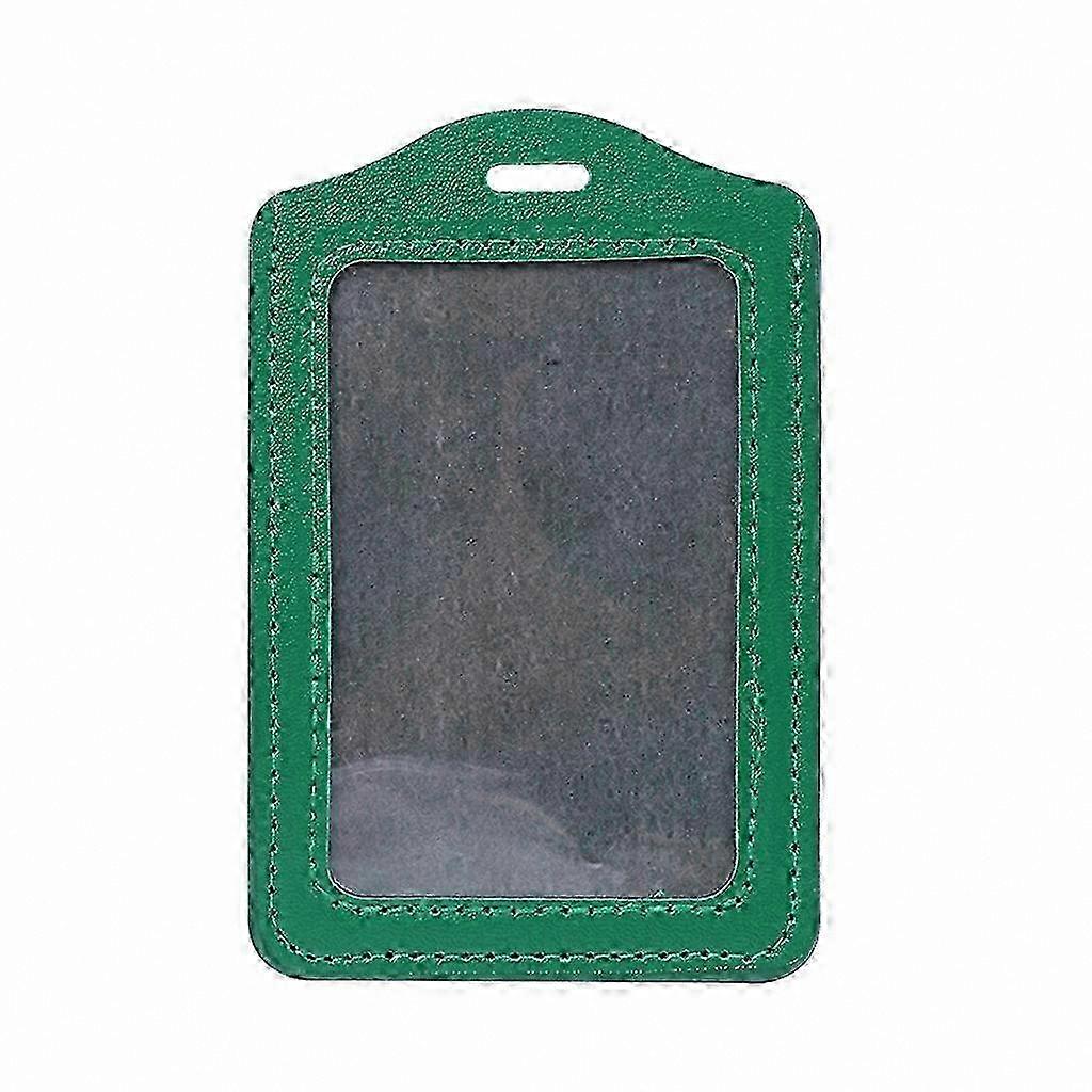 Vertical Leather ID Card Holder with Window, 10 Color Options for Business and Work Badges