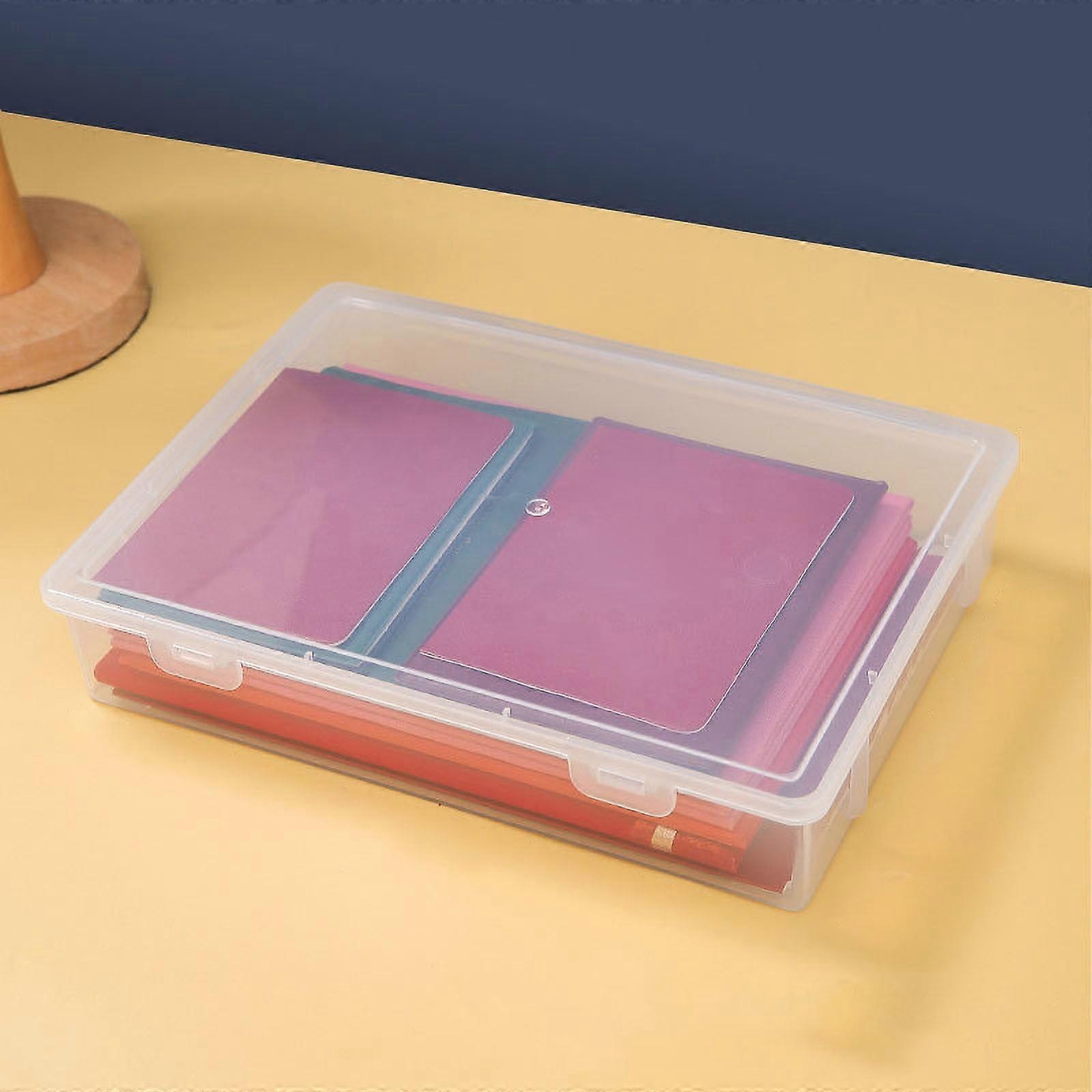 Clear A4 File Portable Project Case, Plastic Storage Box for 8.5" x 11" Paper, Magazine Holder with Buckle - Naxoaeo Clearance