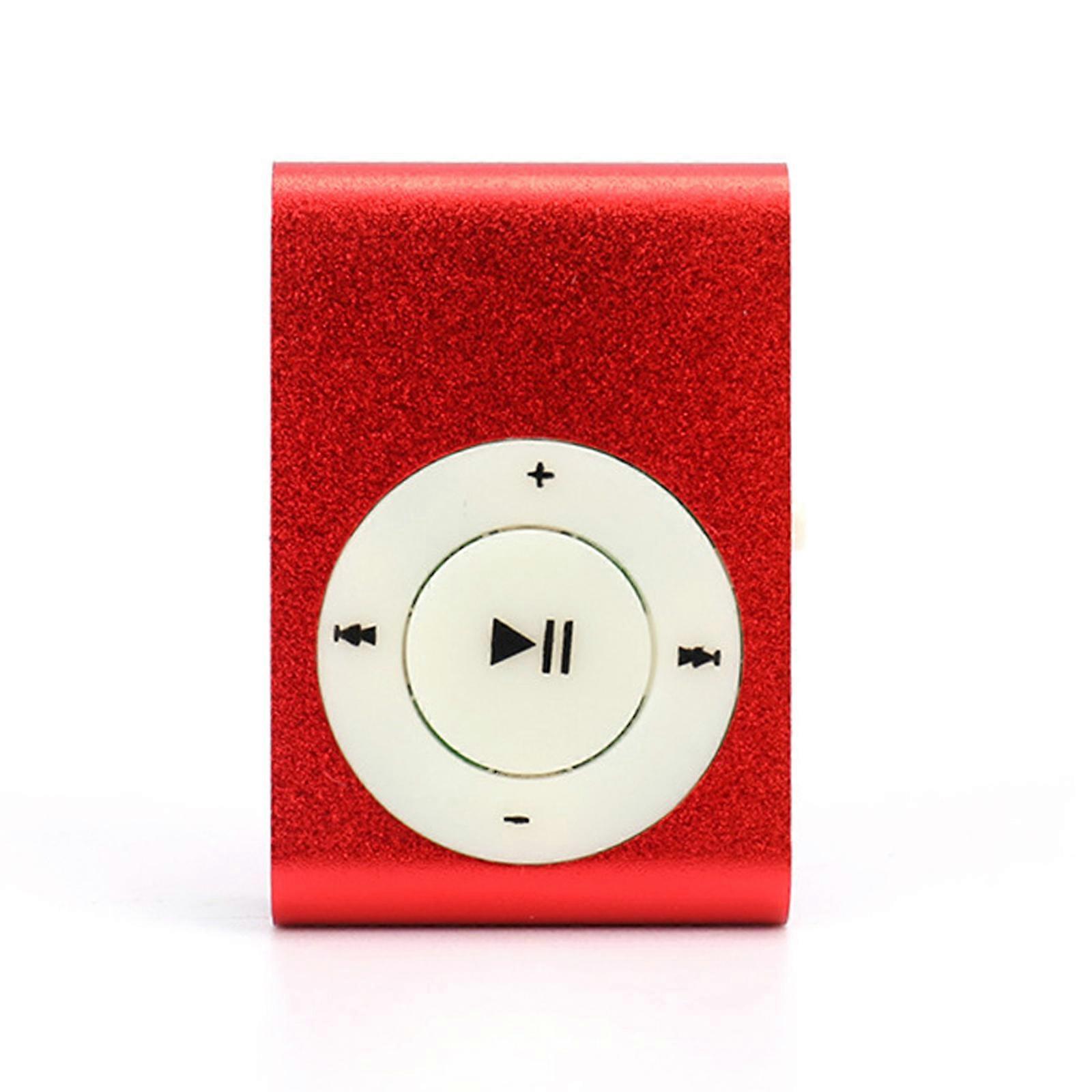 Clip On MP3 Player with Expandable Memory Slot High Fidelities Sound Builtin Battery for Music On The Go  Red