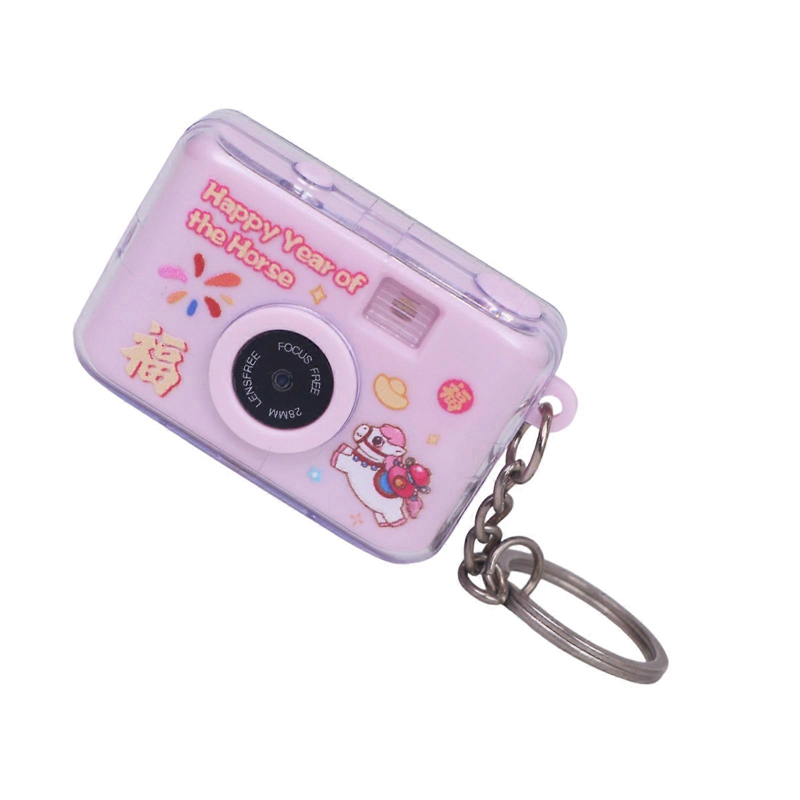 Glowinging UV Camera Keychain With Button Activated Sound LED Light Glowing in Dark Keychain Accessories For Party Night Use  Pink