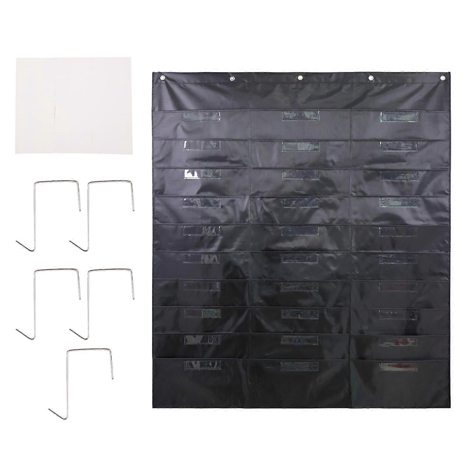 Efficient Office Bill Organizer Wall Mount Pocket Chart with 30 Pockets and 5 Free Over The Door Hangers Multicolor