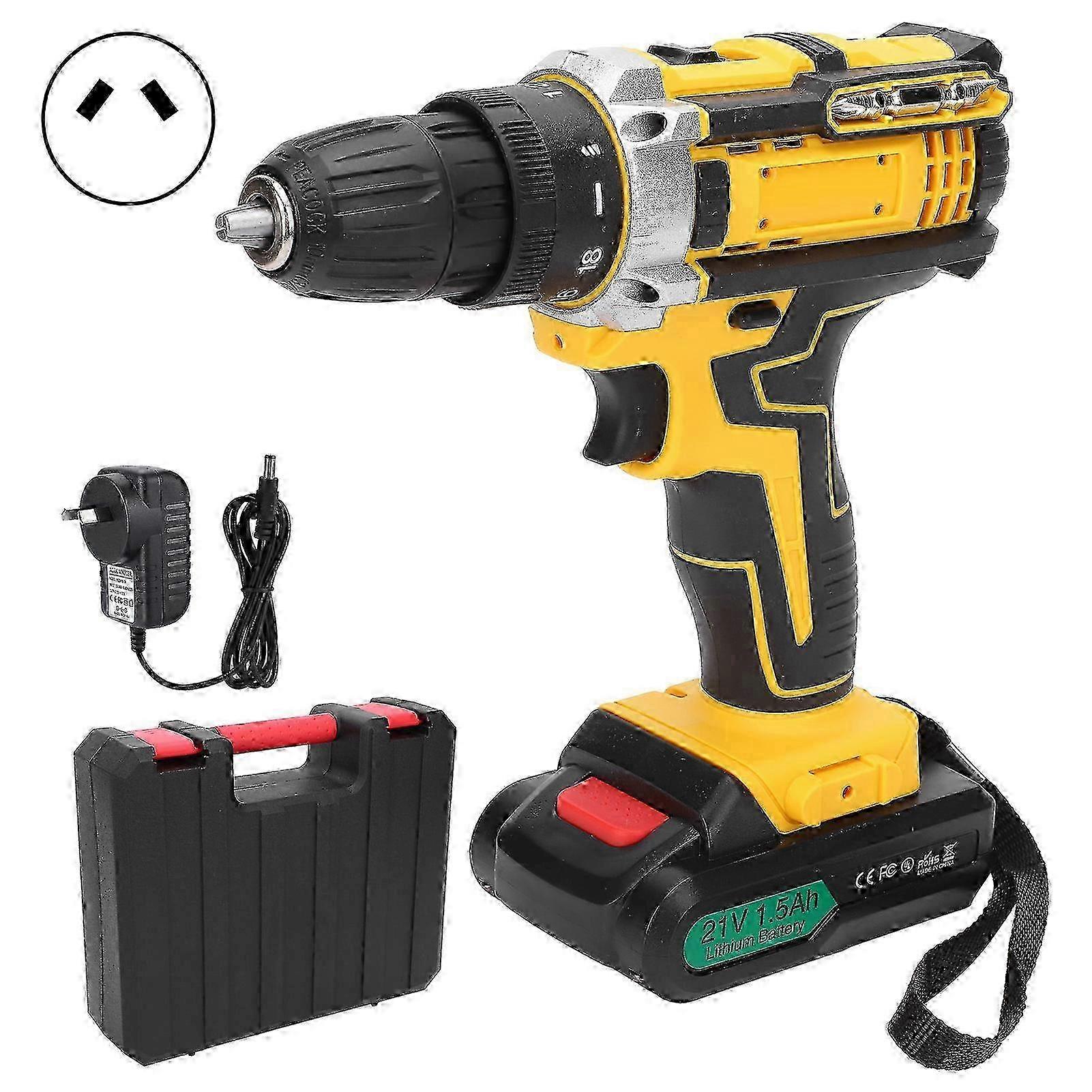 Lithium Electric Drill, Cordless Handheld Screwdriver with AU Plug for Household Use