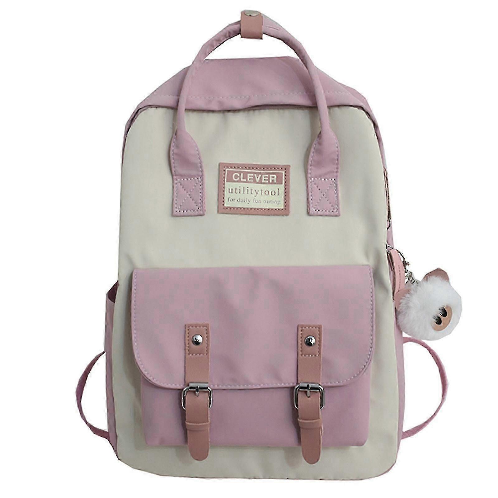 Large Capacity Solid Color Waterproof Nylon Casual Backpack School Bag