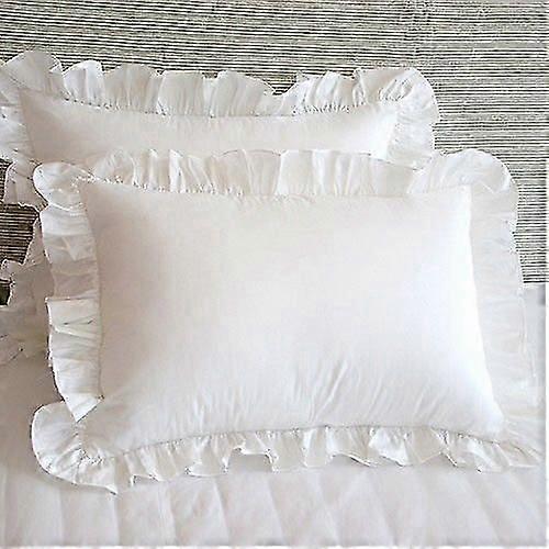 2 Piece White Ruffle Pillowcase Set, 48x74cm, Soft Comfortable Bedding
