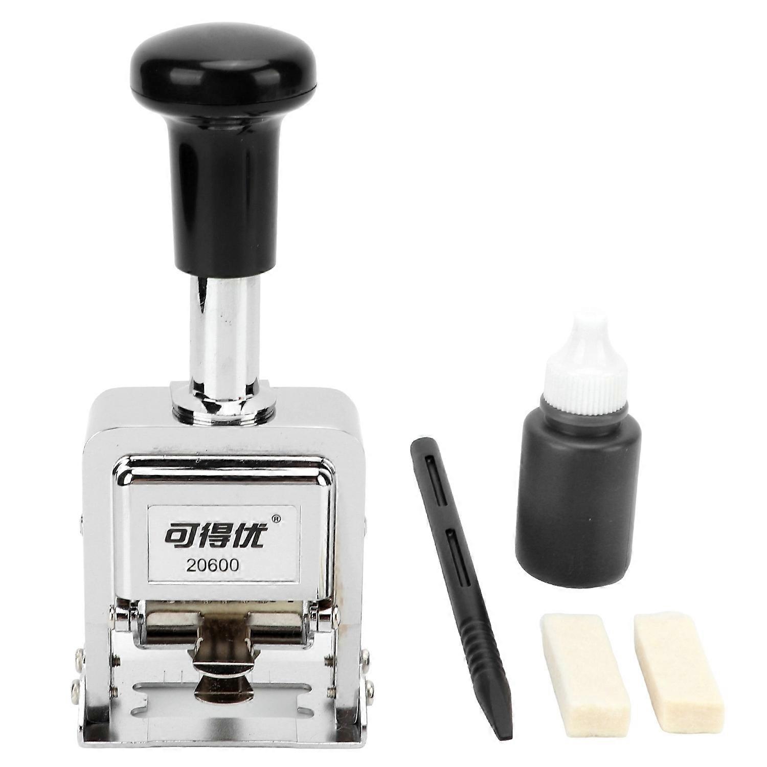 Number Stamp Portable Zinc Alloy Housing 6 Digits Automatic Self Inking Numbering Stamp Machine for 