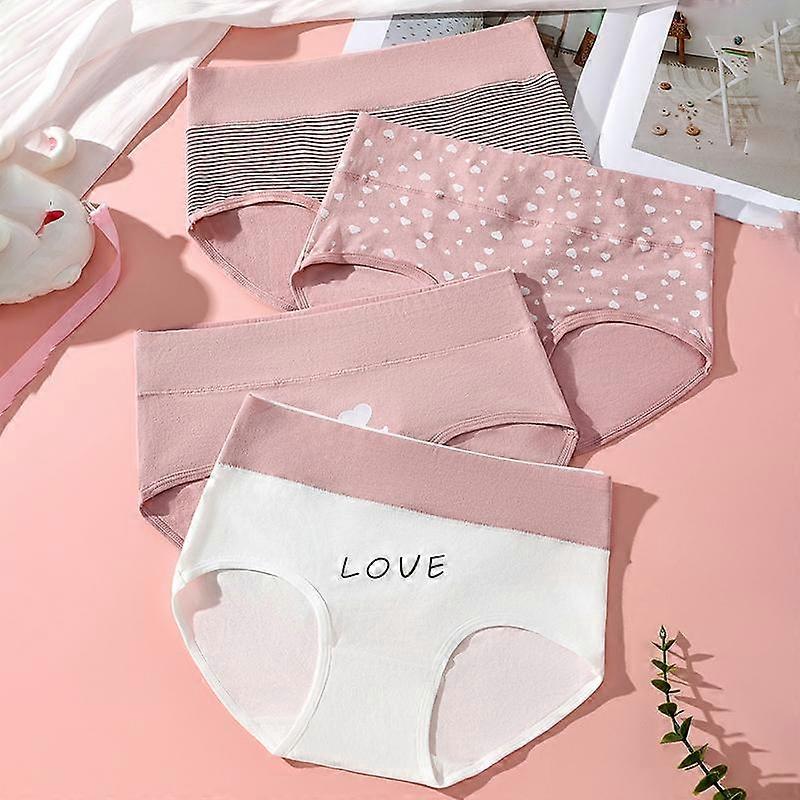 HOTCOM 4-Pack Women’s High Waisted Cotton Panties – Smooth Soft Fabric Full Coverage Briefs, Stretchy Everyday Womenswear Underwear for a Fl