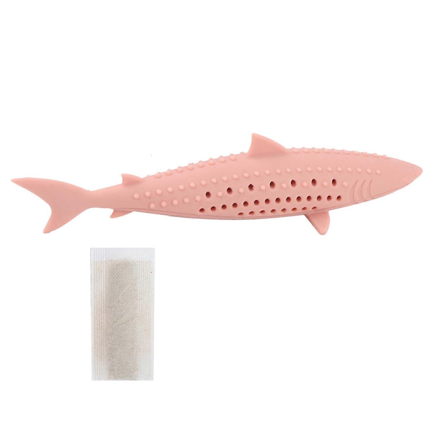 Silicone Pet Cat Catnip Molar Teeth Cleaning Simulation Fish Shape Training Interactive ToyPink