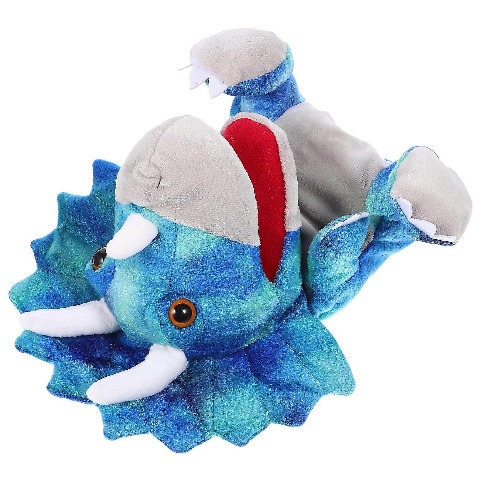 Kids Plush Dinosaurs Hand Puppet Blue Adorable Interactive Toy