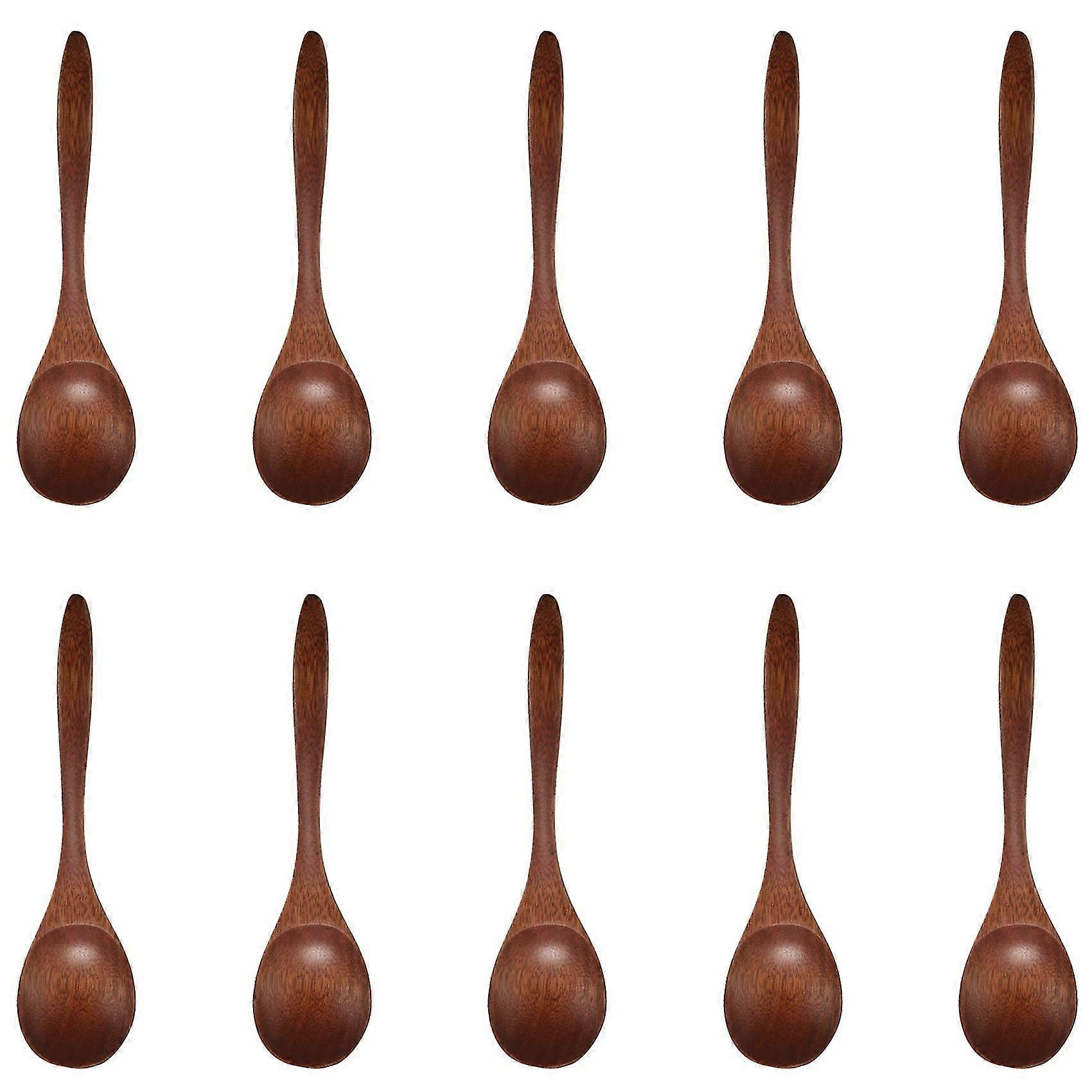 10 قطع ملاعق خشبية للأكل ، ملعقة صغيرة مصنوعة يدويا صديقة للبيئة للعشاء ، حلويات سلطة ، سناك