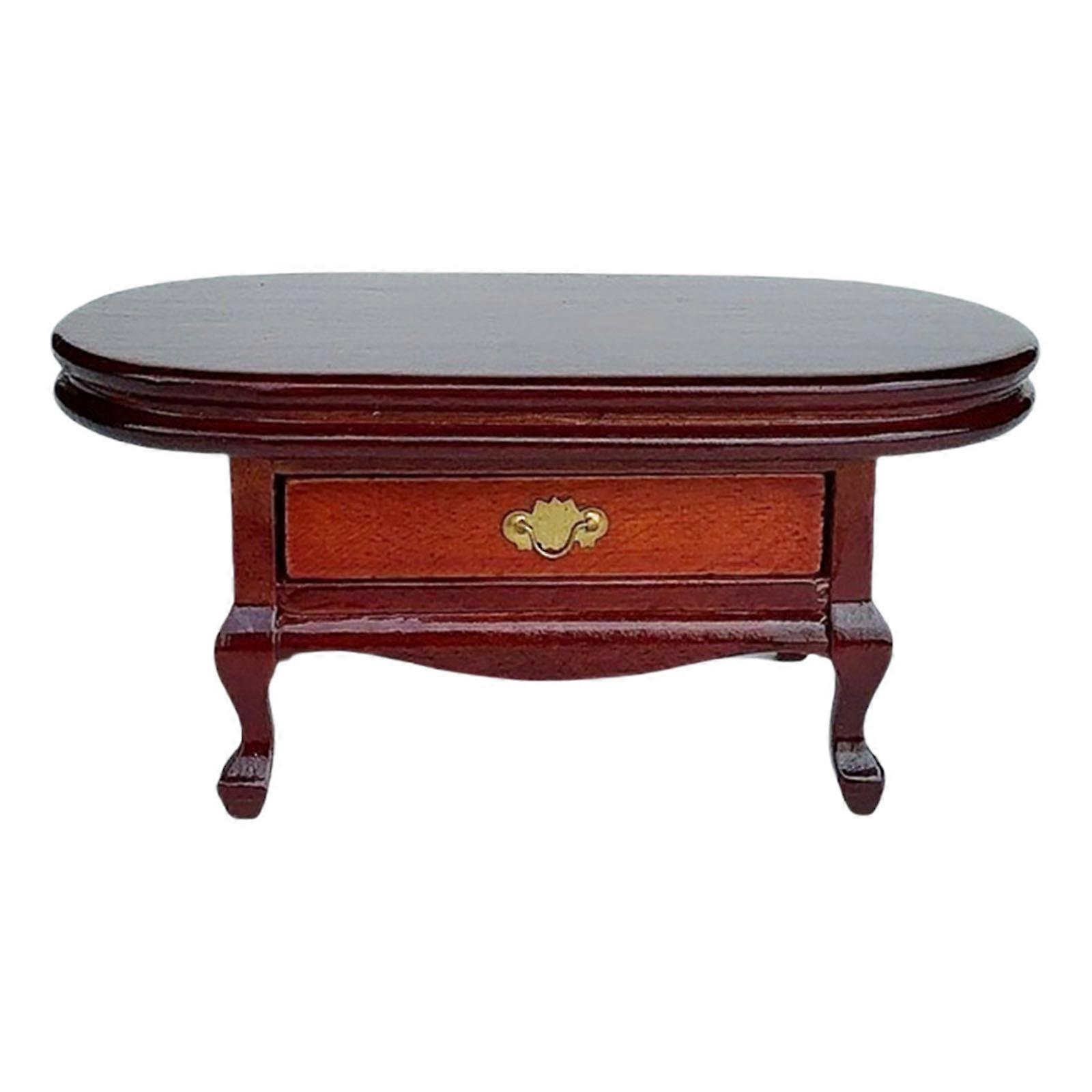1 12 Scale Miniature Coffee Table With Drawer Storage For ​Toy Dwelling Accessories Multicolor
