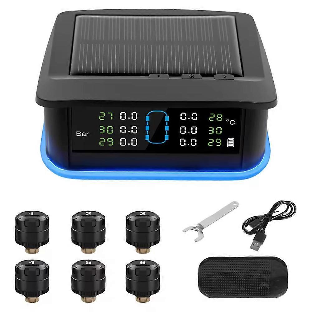 RV Trailer Tire Pressure Monitoring System with 6 External Sensors for Temperature Monitoring