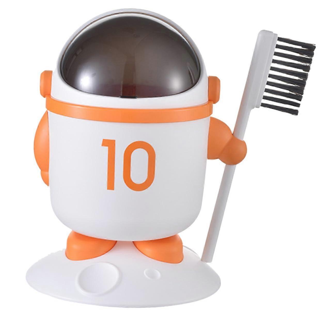 Cartoon Astronaut Desktop Trash Can With Lid And Brush, OdorResistant Small Desk Waste Bin For Office Kitchen