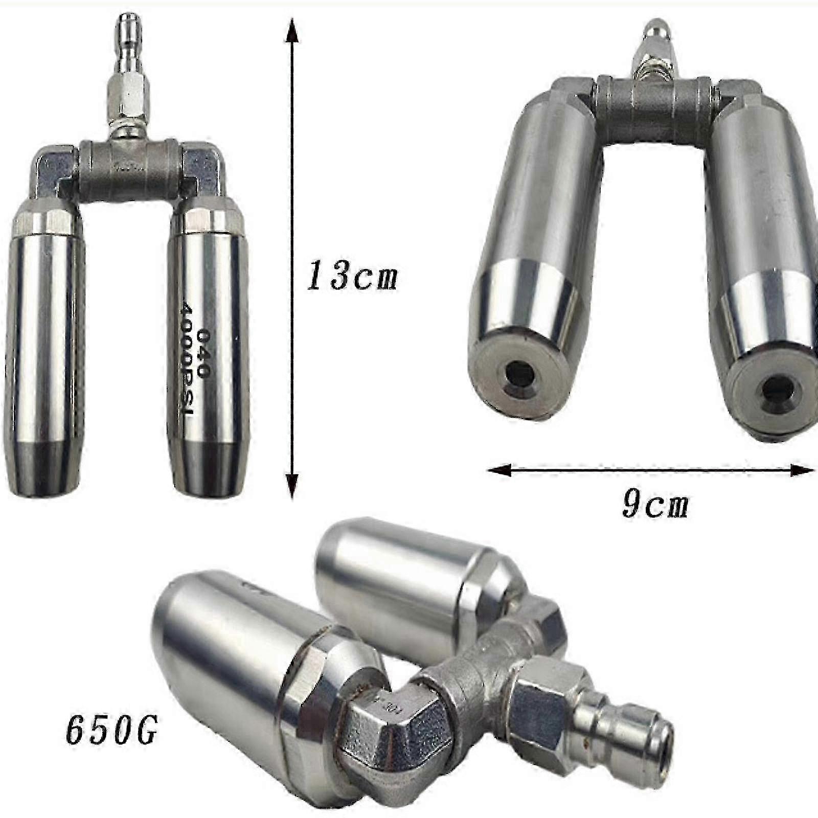 Dual Nozzle Pressure Washer Home Attachment Deck 360 Rotating Turbine Nozzle 13cmx10cm