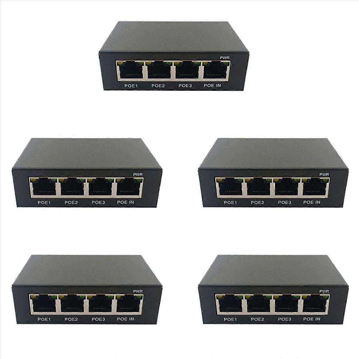 5X 4 Port Gigabit POE Extender 100/1000M Network Switch Extender IEEE802.3Af/At Plug&Play for PoE Sw
