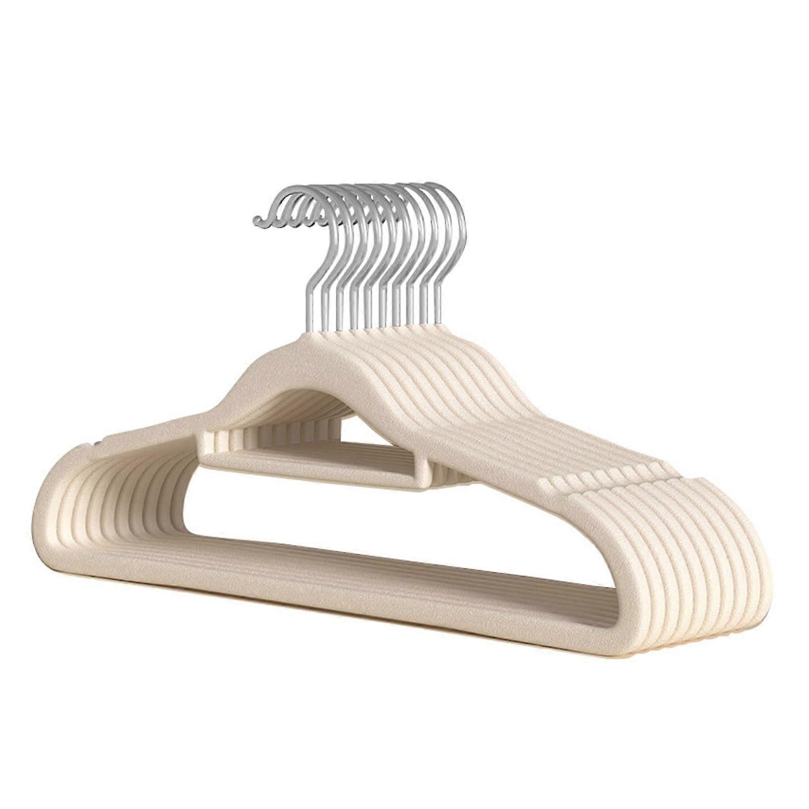 Garment Hangers 10 Pack Plush Ultra Wide Anti Slip with Support Rods for Closet and Store Use White