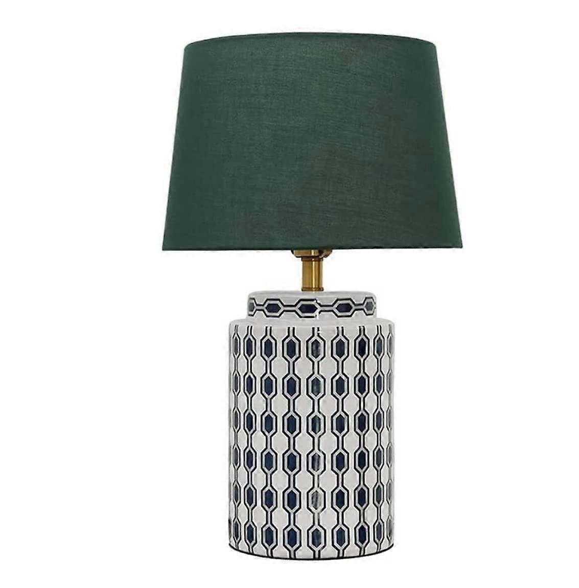 Table Lamps Textured Ceramic Table Lamp With Fabric Shade Push Button Switch Bedside Nightstand Lamp For Bedroom