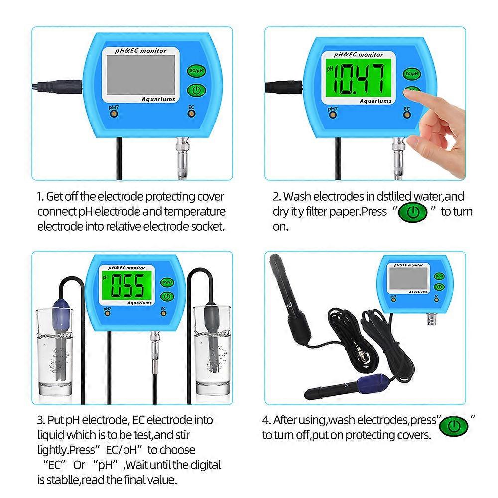 Professional 2 in 1 PH EC Meter For Aquarium Multi-parameter Water Quality Monitor Online pH / EC Monitor Acidometer 40% Off