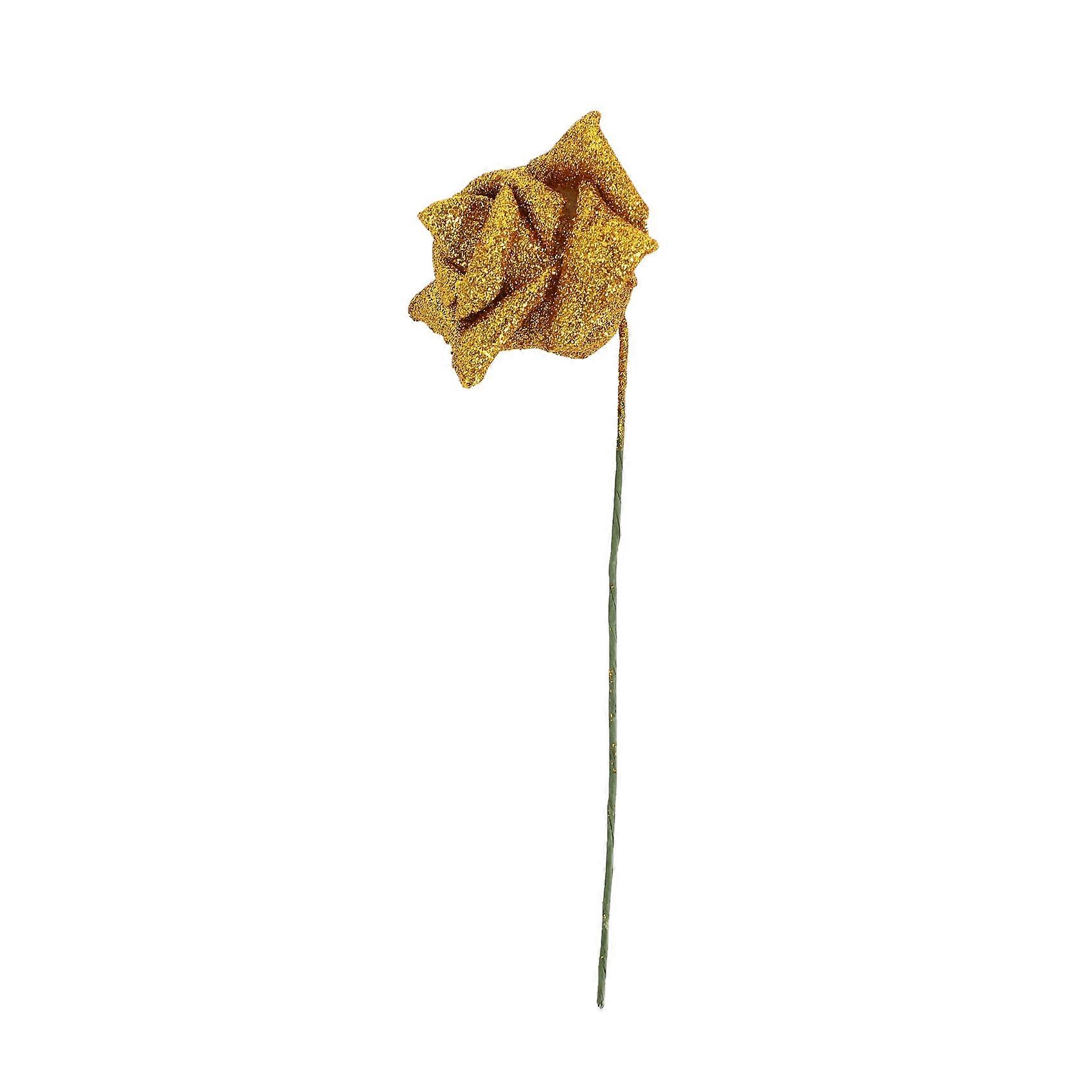 7Pcs Foam Glitter Artificial Rose Decor, Gold