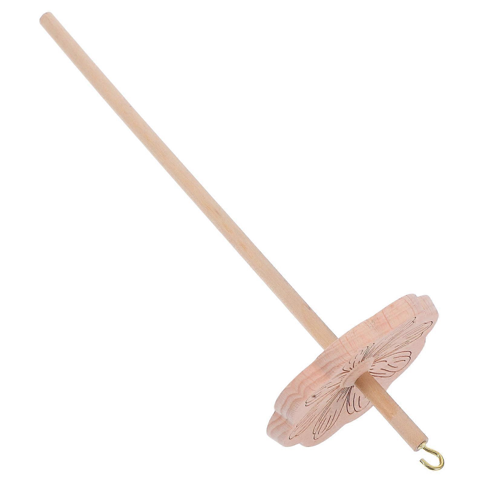 Wooden Yarn Spinner for Wool Enthusiasts Featuring Threaded Top Spindle