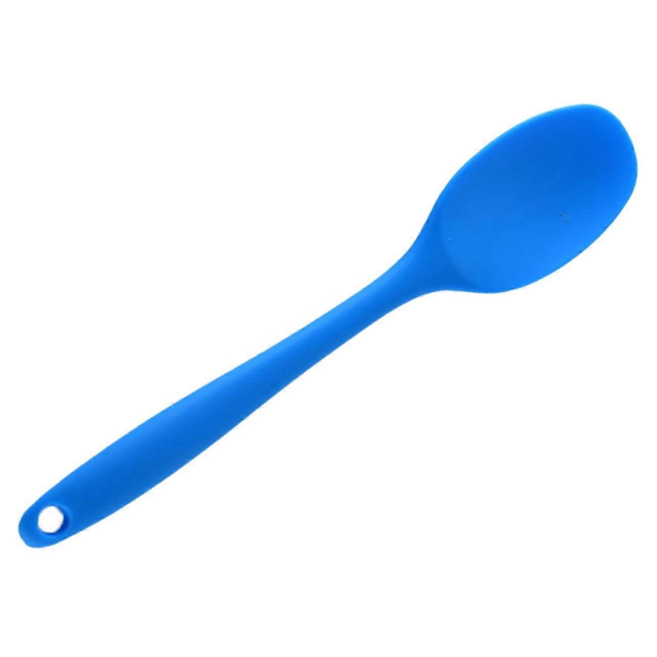 Silicone Soup Ladle Heat Resistant Long Handle Nonstick Serving Spoon for Soup and Noodles Blue