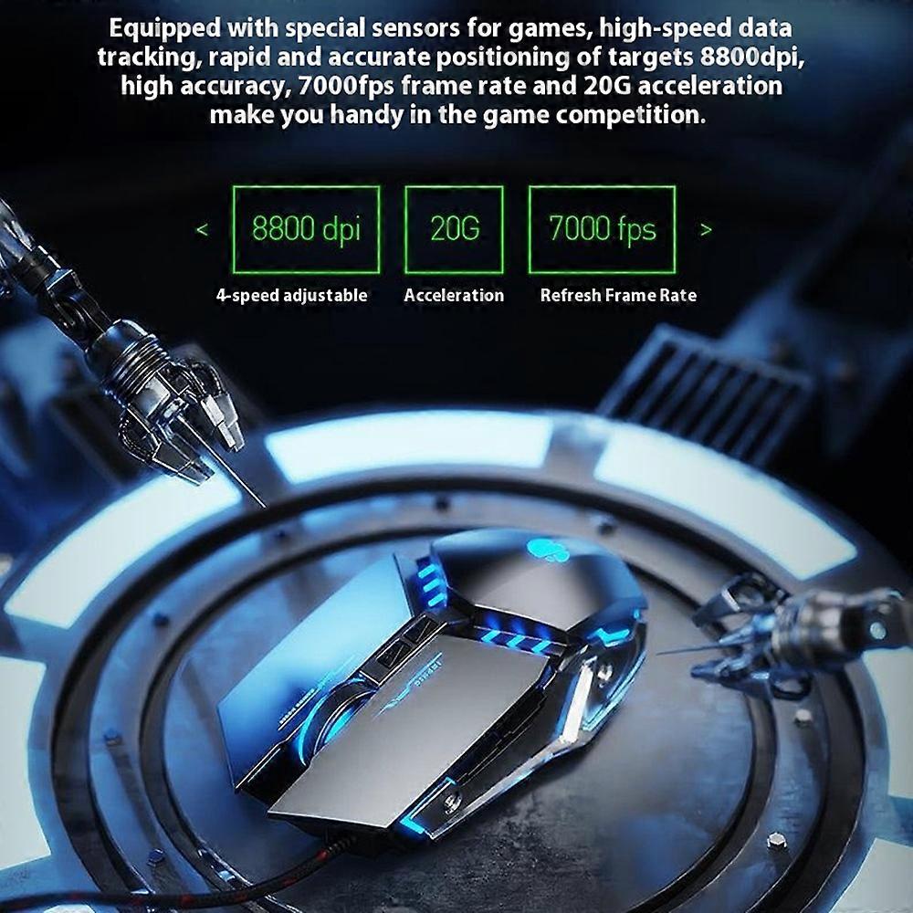 HW INPHIC PW2 USB Wired Gaming Mouse Colorful Light Macro Programming Computer Laptop Mice - Black