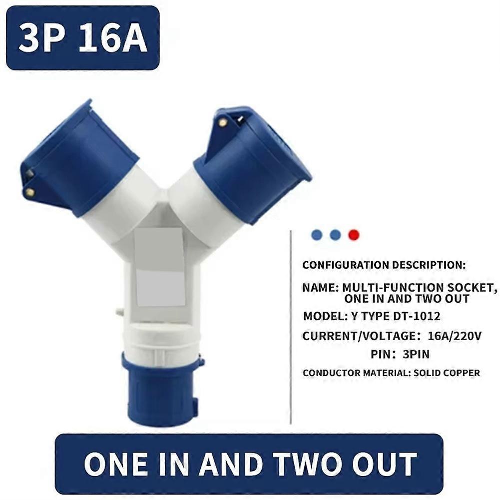 Y-Type Industrial Plug IP44 Waterproof 3Pin 16A Multi-Function Two-Way Connector Branch Socket Three-Phase Power