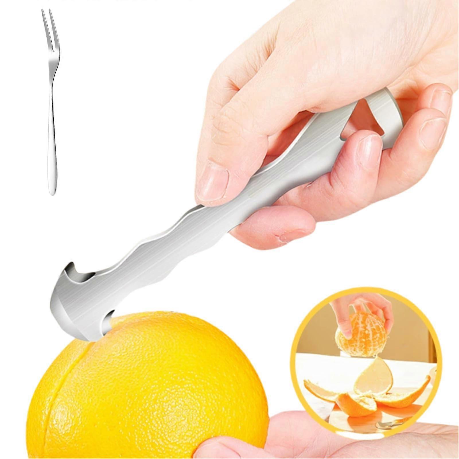 Stainless Steel Orange Peeler Set with Ergonomic Comfort Grip for Citrus, Grapefruit and Lemon