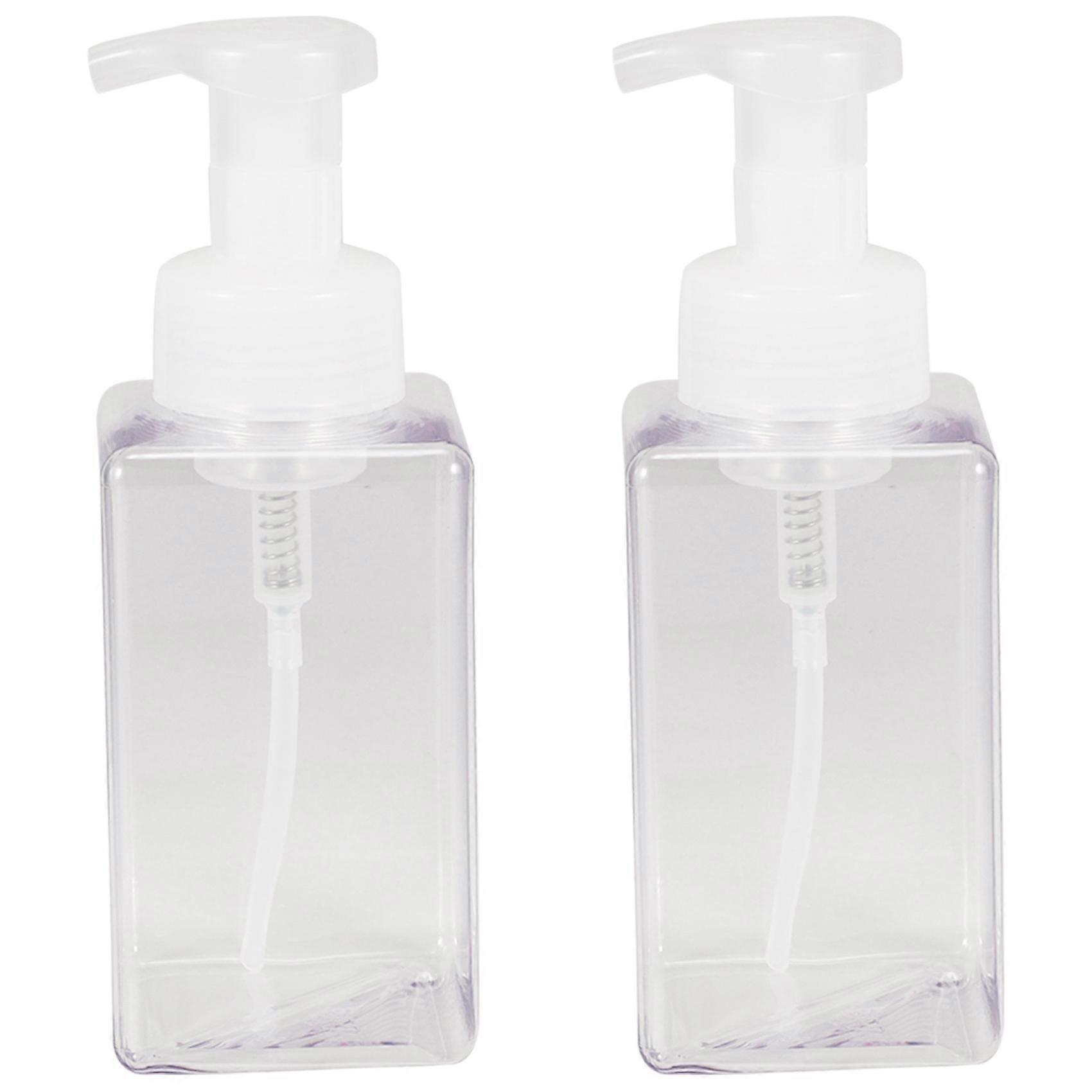 2 Pack Foaming Soap Dispenser 15Oz Refillable Foam Liquid Hand Soap Empty Plastic Pump Bottle Container - Clear 450Ml