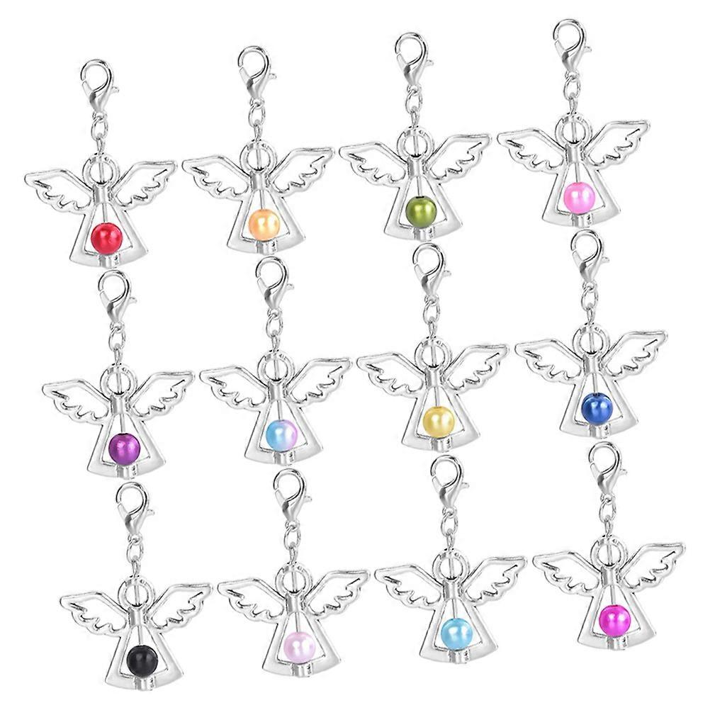 12Pcs Guardian Angel Pendants for DIY Craft Projects Assorted Color Alloy Durable Lightweight