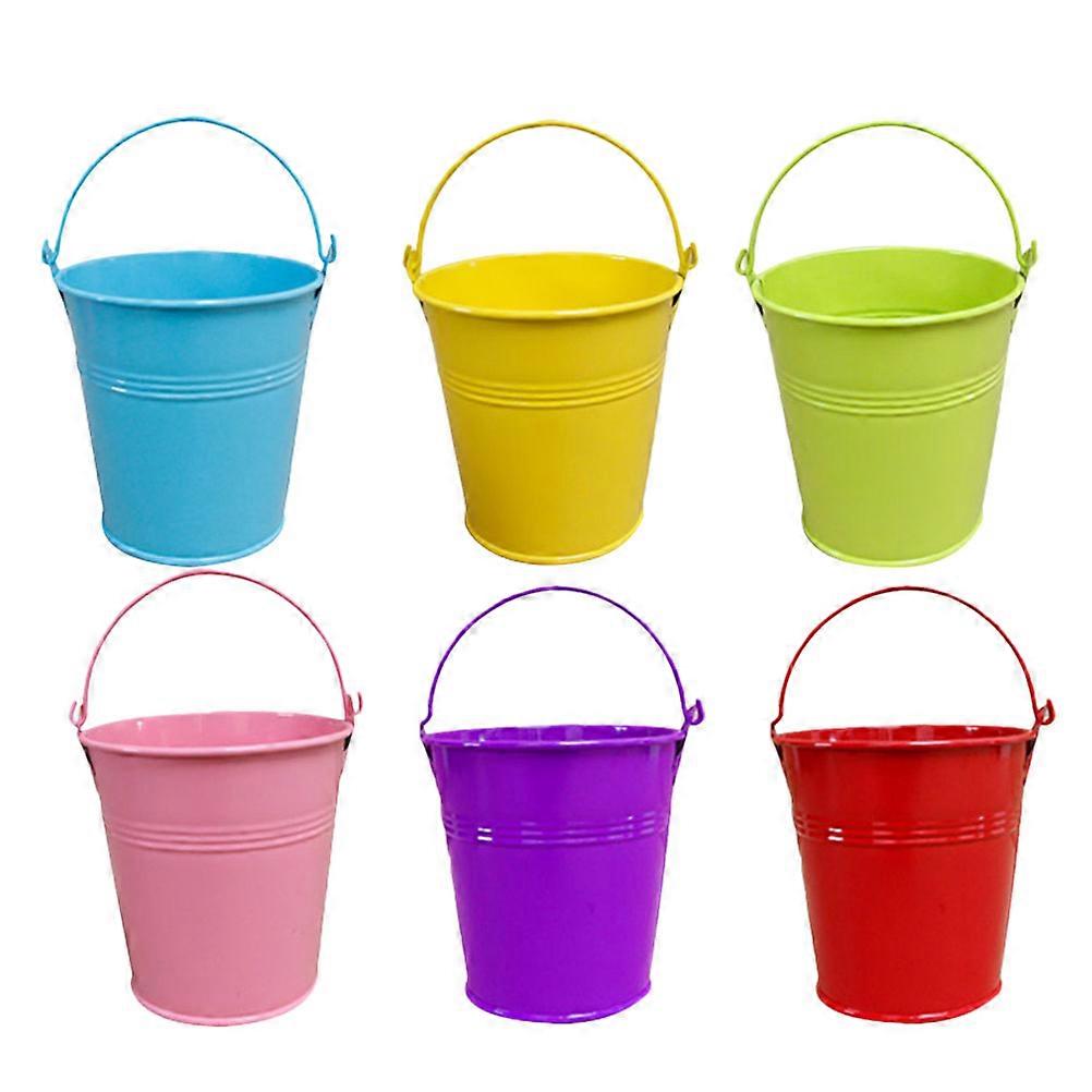 Mini Iron Bucket for Decoration Assorted Color Tinplate Planter Baskets with Handle 20 Pieces