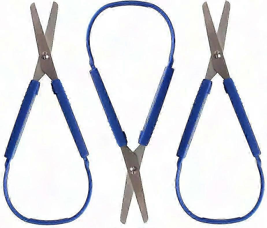 Loop Scissors 3-Pack for Teens & Adults, Easy-Open Spring-Loaded Grip, Ambidextrous Adaptive Design