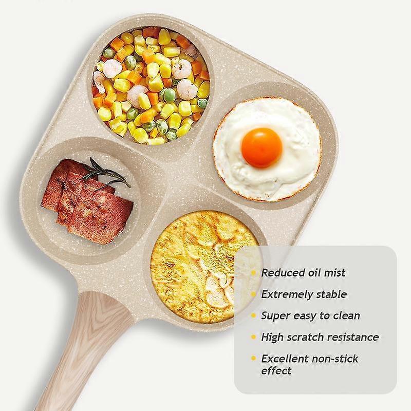 Non-stick Egg Frying Pan, 4 Holes Skillet With Handle! Multifunctional Omelet Cookware - Nonstick 4-Cup Egg Frying Pan without Lid, Perfect 
