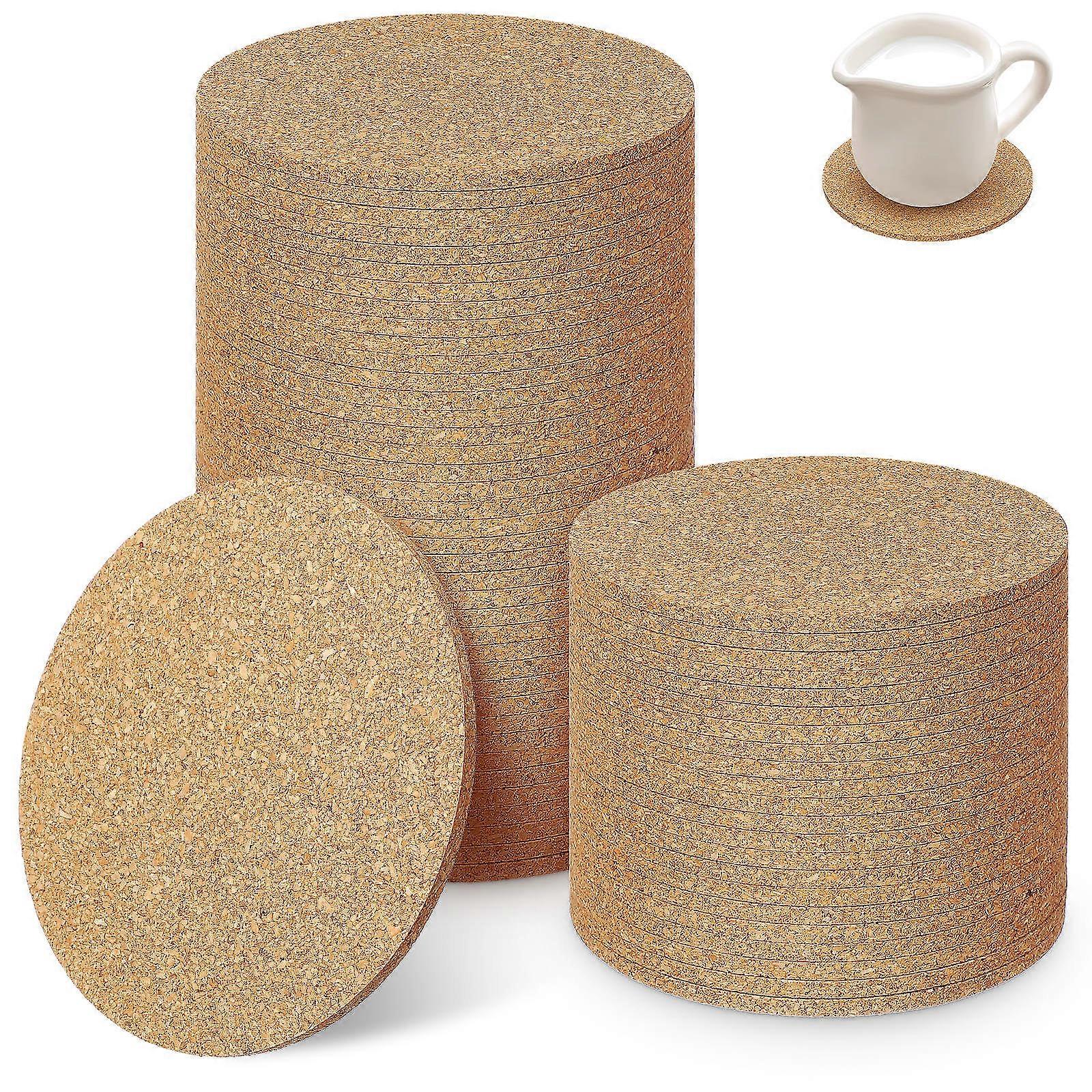 Cork Coasters for Drinks Round Coasters with Non-Slip Design 100Pcs