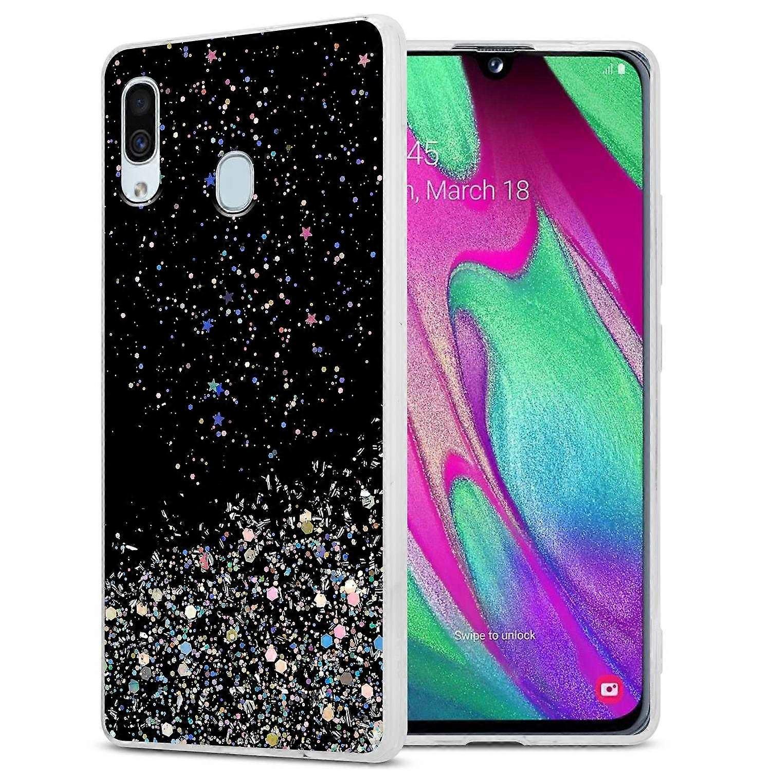 Samsung Galaxy A40 Protective Case TPU - Transparent with Glitter