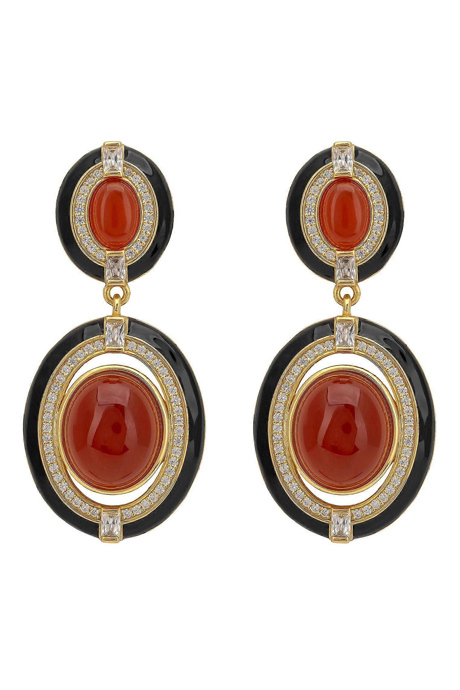 Alessia Carnelian Drop Earrings Gold