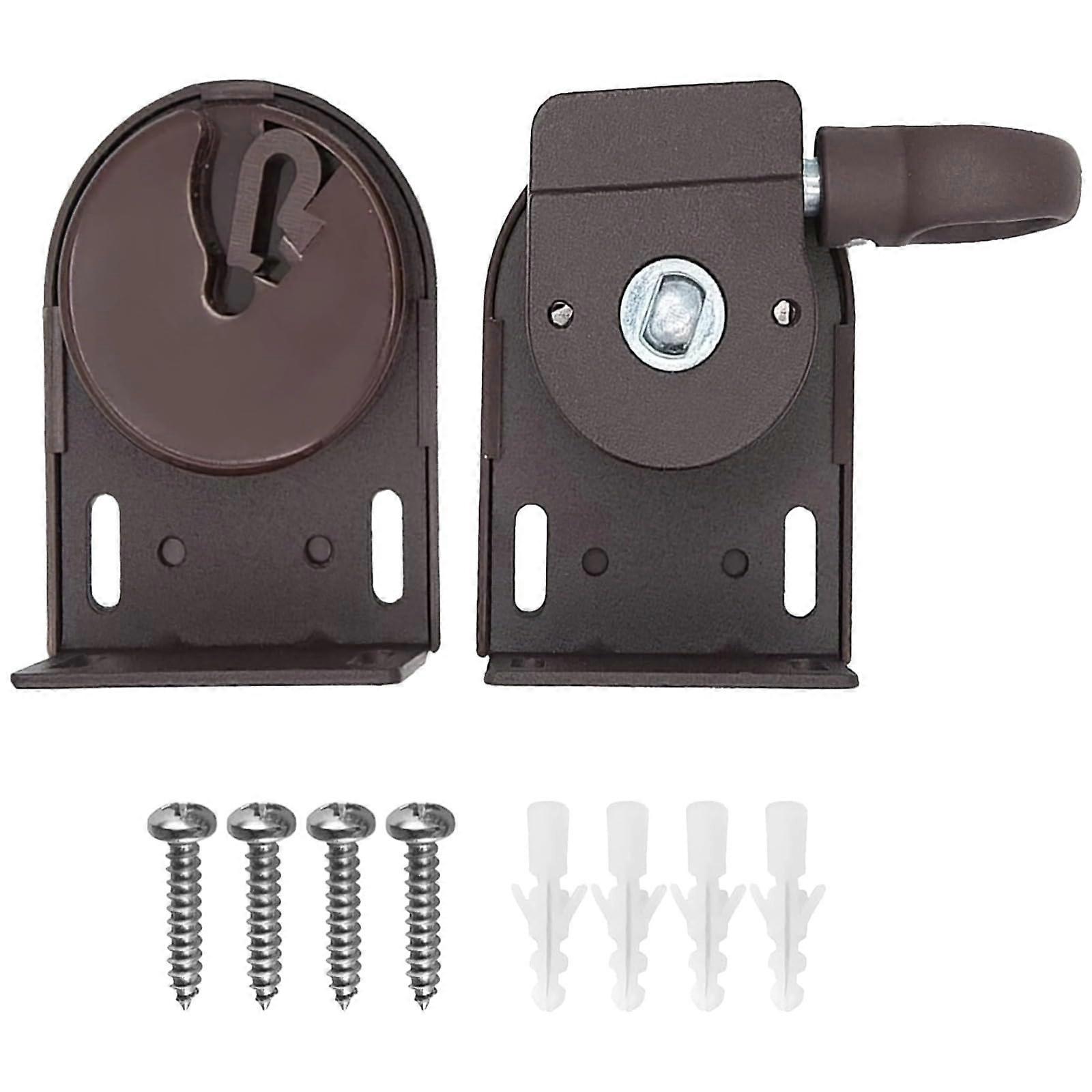 Brown Roller Shade Brackets Set with Secure Lock Core and Easy DIY Installation