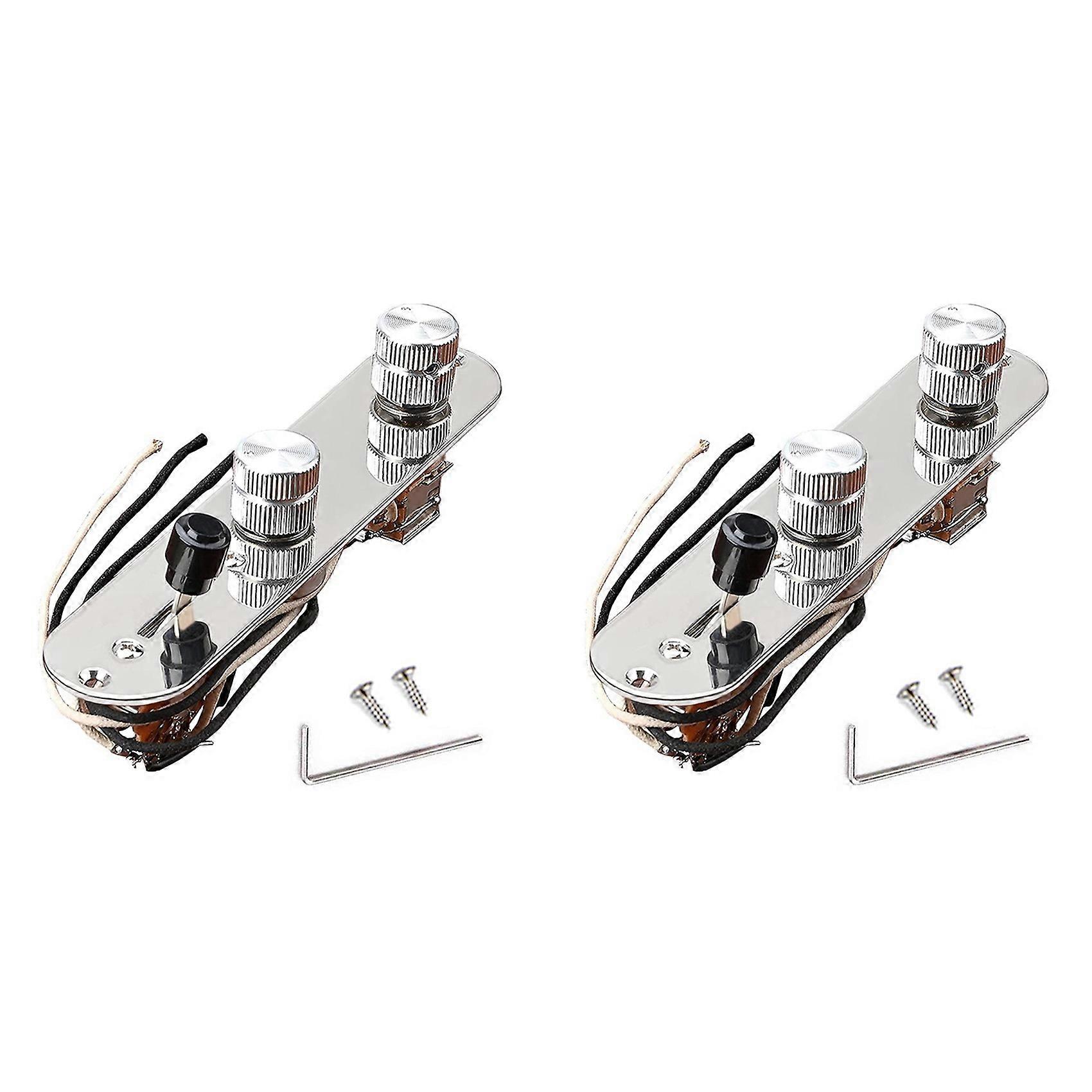 2X Prewired Guitar Control Plate,Loaded 3-Way Blade Switch Push Pull Potentiometer Excellent CTS Pot Speed Knobs