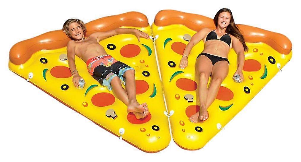 Inflatable Pizza Slice Pool Float Raft 2Pack with Connectable Design for Adults and Lakes