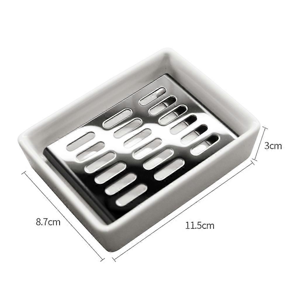Soap Container Double Layer Draining Soap Box for Storage 1Pcs Ceramic Stainless Steel