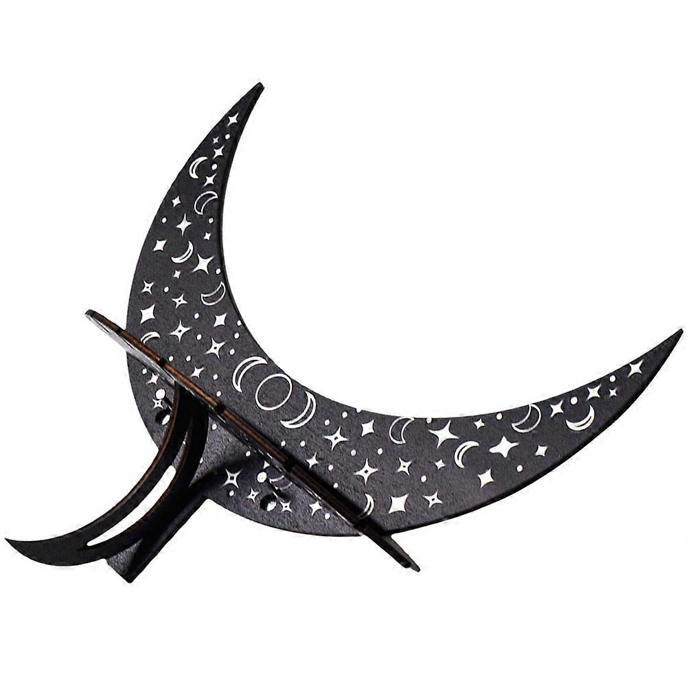 Moon Shape Wall Mounted Rack Hold Ornaments Black 1Pcs