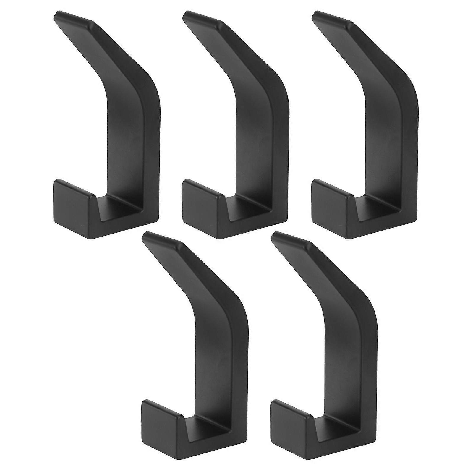 Bathroom Aluminum Hooks Black Coat Hook for Home Use 5Pcs Pack